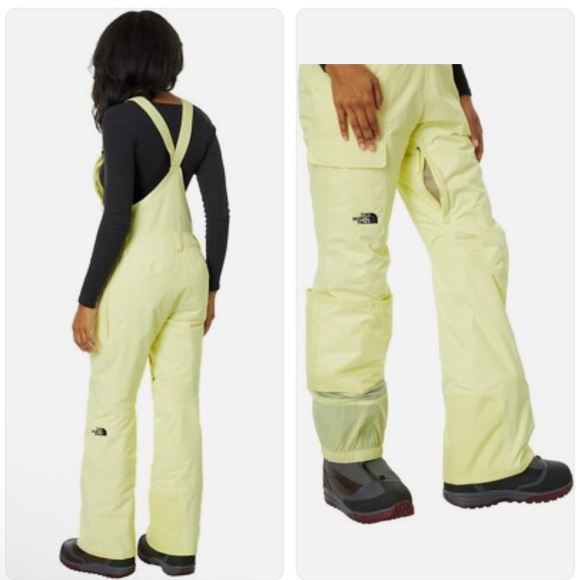 The North Face Yellow Women's Snow Freedom Insulated Bib Size Large NWT - Picture 2 of 14